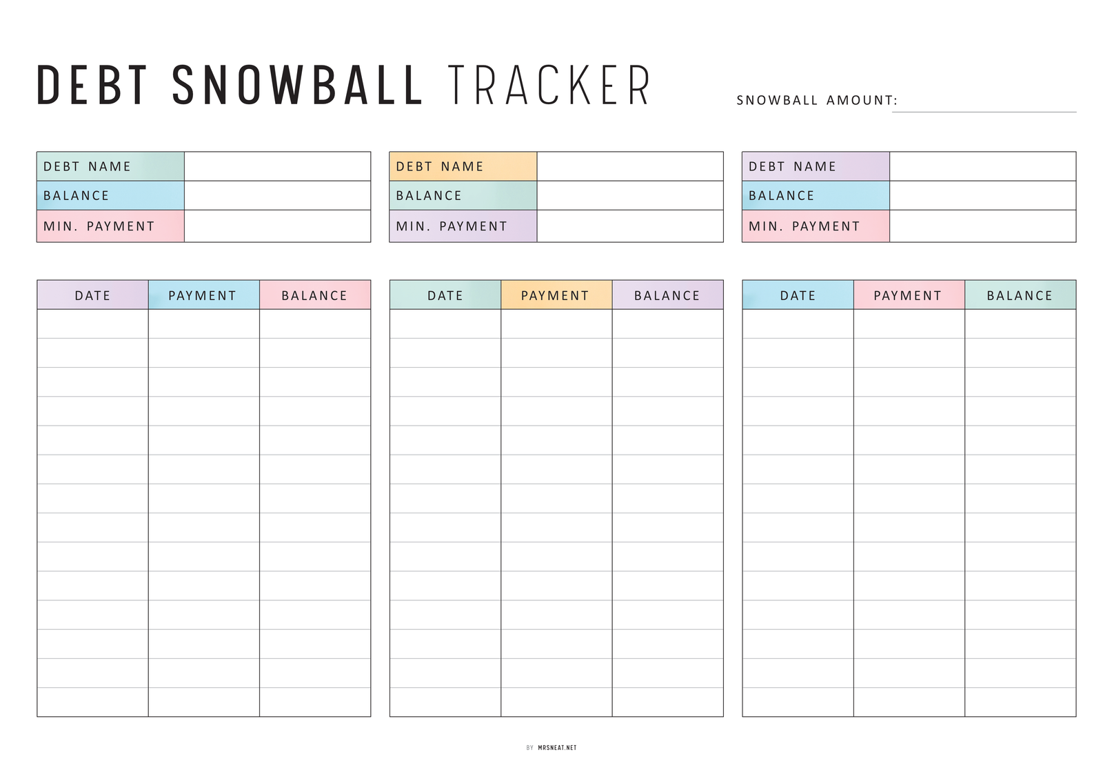 Debt snowball method for credit card payoff
